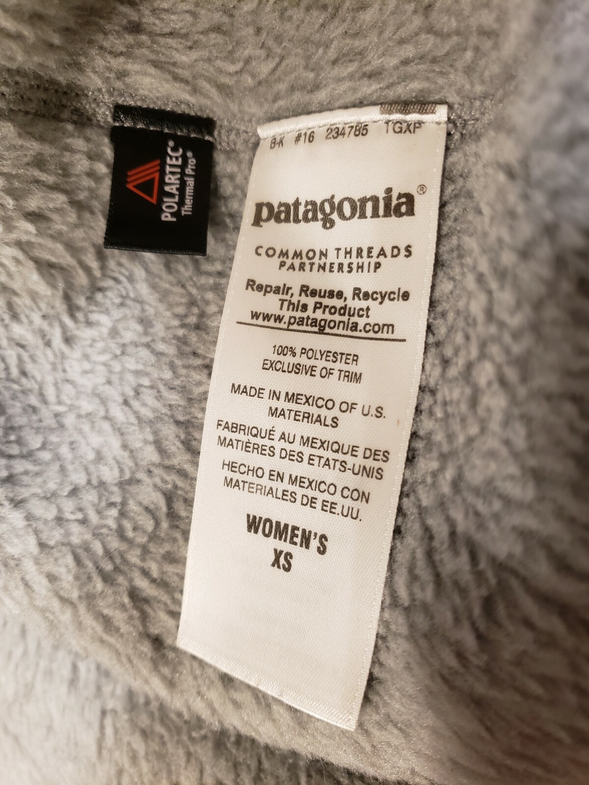 Rare! PATAGONIA Women's (XS) POLARTEC THERMAL PRO  Fleece Gray Full Zip Vest image 8