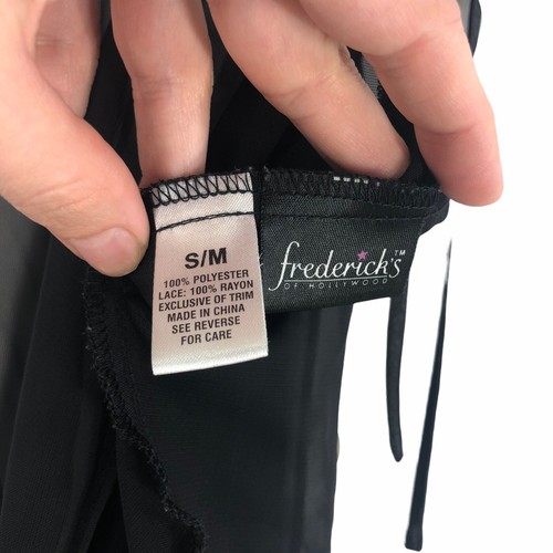 Fredericks of Hollywood black babydoll lingerie Size S/M Mesh Flower Front Close - Picture 6 of 6