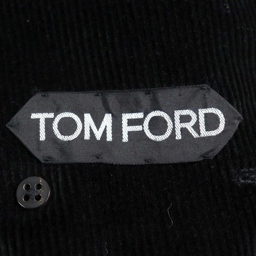 TOM FORD Corduroy Leather Trim Double-Breasted Peacoat 46 Black Italy - Picture 6 of 17