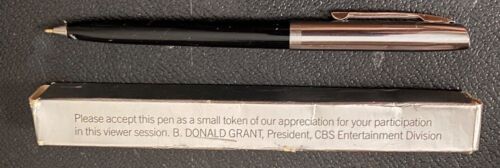 1980s Vintage CBS Retractable Ballpoint Pen WRITES! USED ONCE TODAY! IN CBS BOX. - Afbeelding 1 van 11