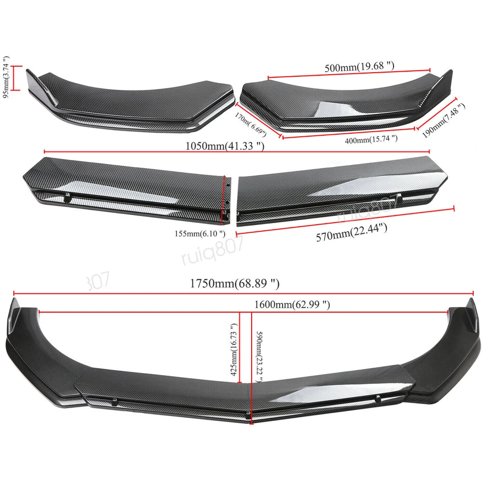 For Chevrolet Colorado Carbon Fiber Style Front Bumper Lip Splitter Spoiler Body Foto 3 de 4