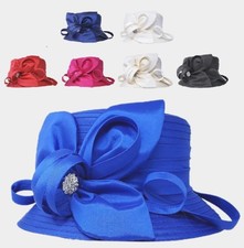 Crystal Leaves Brooch Ribbon Kentucky Derby Wedding Hat Church Wide Brim Dressy