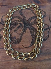 Vintage Napier Choker Necklace Gold Tone Open Chain 16" 80s Classic Signed