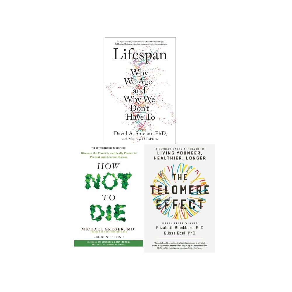 Lifespan,The Telomere Effect,How Not To Die 3 Books Collection Set Paperback NEW