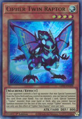 CIPHER TWIN RAPTOR GFP2-EN109 1ST ED YUGIOH GHOSTS 2 (ULTRA, NM)