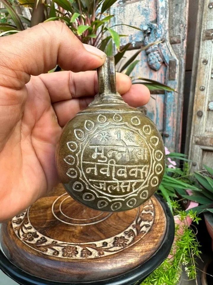 Antigua campana colgante de cobre del período mogol rara Foto 2 de 4