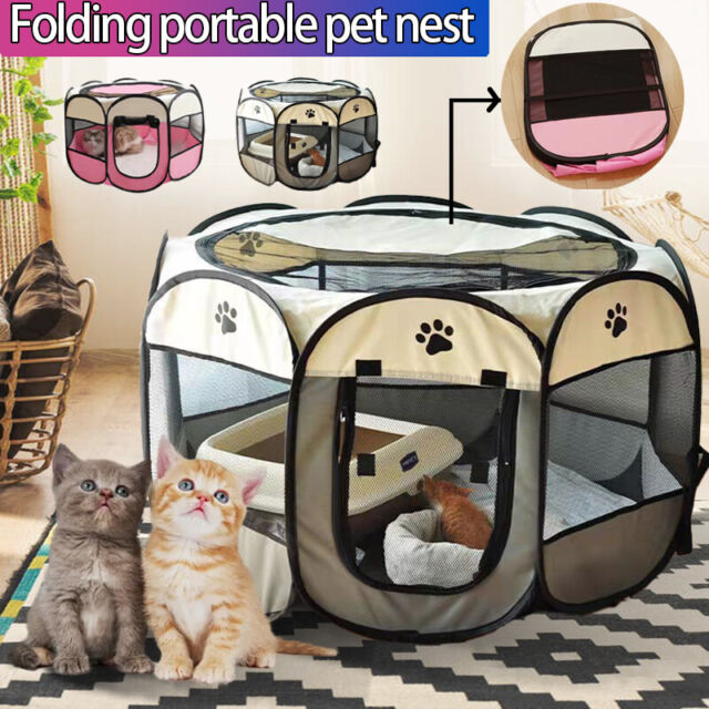 Foldable Soft Fabric Dog Crate Cat Cage Pet Travel Puppy Play Pen Tent Cat Bed