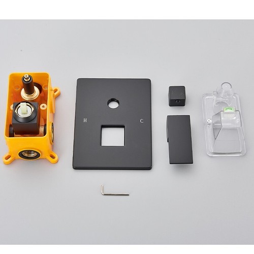 Miscelatore set doccia completo incasso sistema con doccetta nero cascata 2 via - Foto 7 di 11