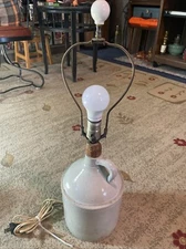 Vintage Pottery Large Table Lamp Stoneware Crock Jug Light