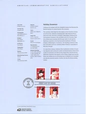 #0243 37c Snowmen Stamps #3676-79 Souvenir Page