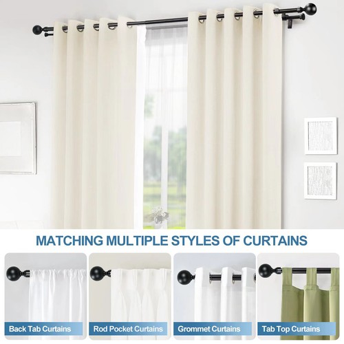 1 Inch Adjustable Double Drapery Curtain Rod Set 28"-48"/ 48"-84"/ 84"-120" - Picture 5 of 32