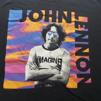 Vintage John Lennon Imagine T-shirt Mens The Beatles Psychadelic  
