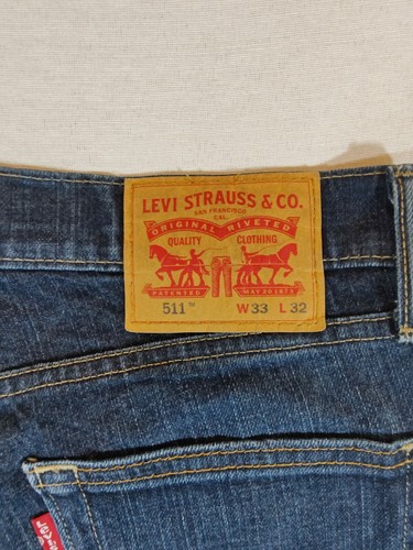 Levi's Strauss 511 Jeans Men's 33X32 Slim Fit Rigid Dragon Denim Stretch Blue - Picture 12 of 12