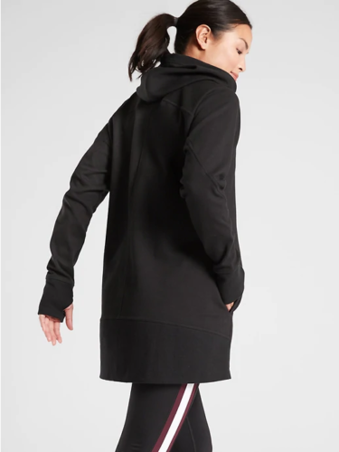 Athleta schwarze Triumph Long Hoodie Jacke Fleece gefüttert Gr. Medium #486249 NEU - Bild 2 von 4