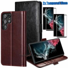 For Samsung Galaxy S22 S21 Ultra/Plus/S21 5G Leather Case Card Wallet Slot Stand