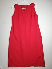 Talbots Red Sleeveless Sheath Dress Size 6  Rayon Stretch Knit