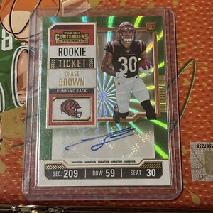 2023 Contenders Chase Brown Rookie Ticket Green laser Auto