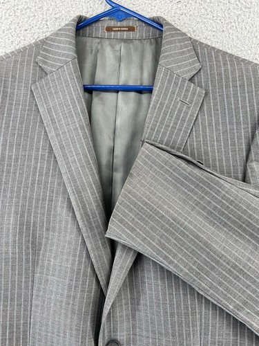 PETER MILLAR Men's 2-Button Sport Coat Blazer Gray Stripe Wool 44 L 2-Vent READ