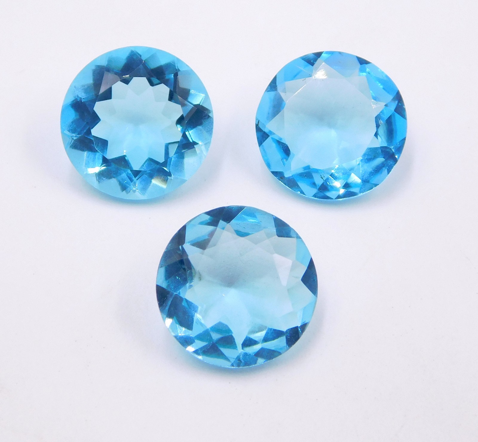 12 MM Topaze Bleu Rond Coupe Ample Labo Synthétique Gemme 54.50 Cts 10