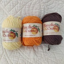 Lot of 3 Mixed Peaches  Creme 100 Cotton 4 Weight Yarn 2.5 Oz 120 Yard Skeins