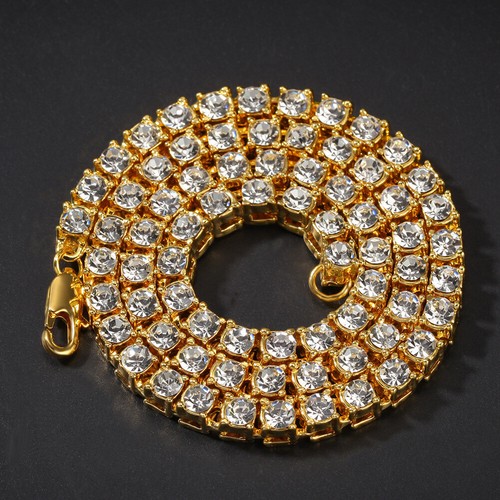 16"-30" Hip Hop weiße Zirkon Tennis Kette Halskette vergoldet Männer Frauen Geschenk - Bild 4 von 20