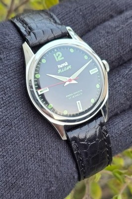 Vintage Hmt Pilot Hand Winding Exhibition Back Men Steel 17 Jewels Wrist Watch