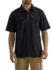 Wrangler Men's Relaxed Fit Short Sleeve Twill Shirt, Black Size Small New