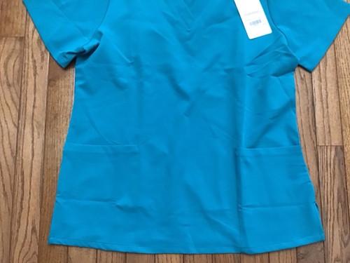New Mandala Medium Teal High Waist Scrub Jogger Tall Pants Set, V-neck (Z8-1) - Picture 5 of 15