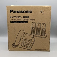New Panasonic KX-TGF853 2-in-1 Corded & 3 Cordless Phone Set Silver