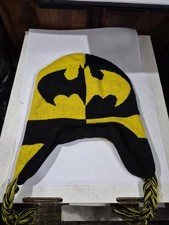 Batman Knit Fleece Lined Winter Hat Cap Beanie Earflaps Youth