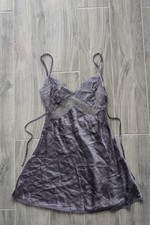 Vintage 90s Y2K Victoria's Secret Purple Lace Silk Lingerie Chemise Slip Dress S