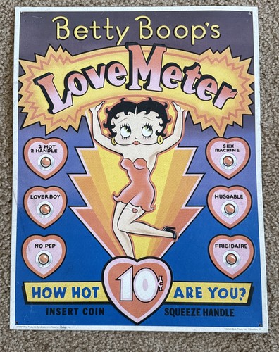 Betty Boop Love Meter Tin Metal Sign How Hot Are You? Wall Decor Vintage