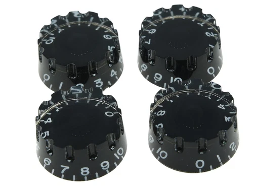 Set of 4 Black Knurled Metric LP Guitar Speed Dial Knobs Control Knobs for Ep...