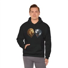 Geometric Lion and Panther Hoodie  Luxury Animal Hoodie Cool Gift For Men/Women