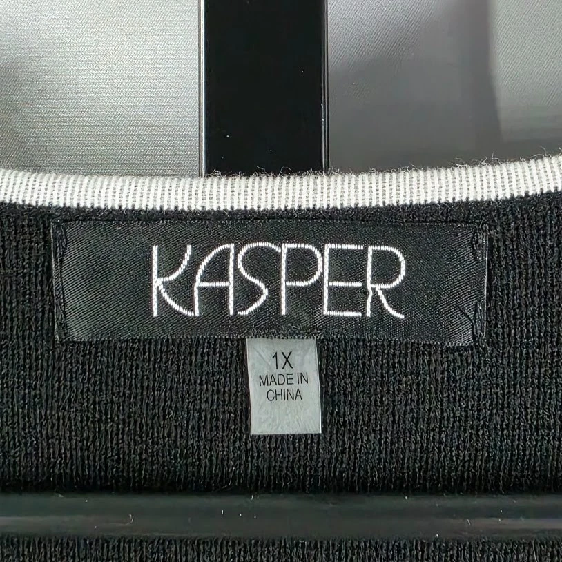 NWT Kasper Cardigan Jacket Plus Size 1X Black White Trim Career Office Sweater - Image 4 of 4