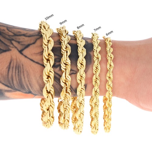 Brazalete collar eslabón cadena cuerda D/C oro amarillo 14K 1 mm-5 mm para hombre mujer 7"-30" - Imagen 8 de 168