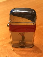VINTAGE SCRIPTO VU LIGHTER GOLFER IN RED SHIRT - TRANSPARENT FUEL TANK
