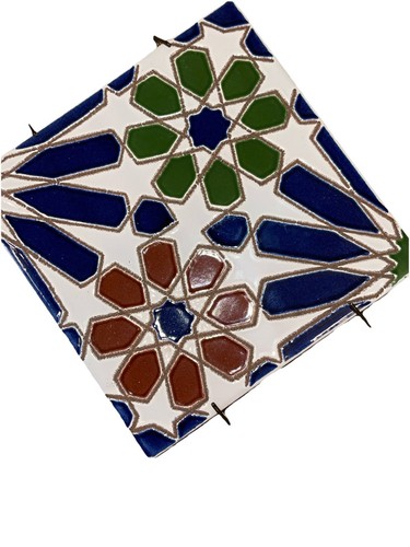 Antique Ceramic Spanish Talavera Alhambra 1920s Tile Trivet Mensaque Rodriguez - Picture 9 of 9