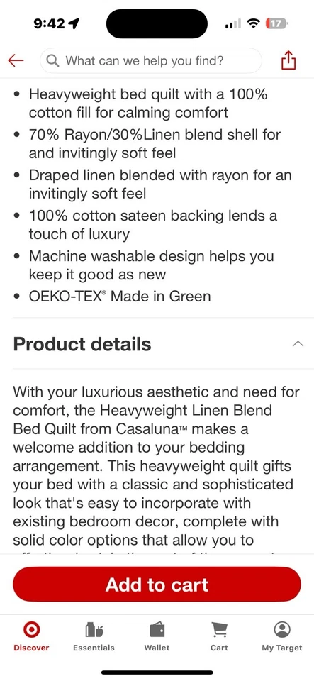 Casaluna King PLUS Heavyweight Rayon Linen Blend Quilt CLAY - Image 2 of 4