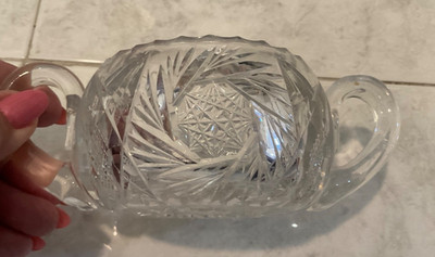 American Brilliant Period ABP Sugar Bowl Sawtooth Cut Crystal Antique