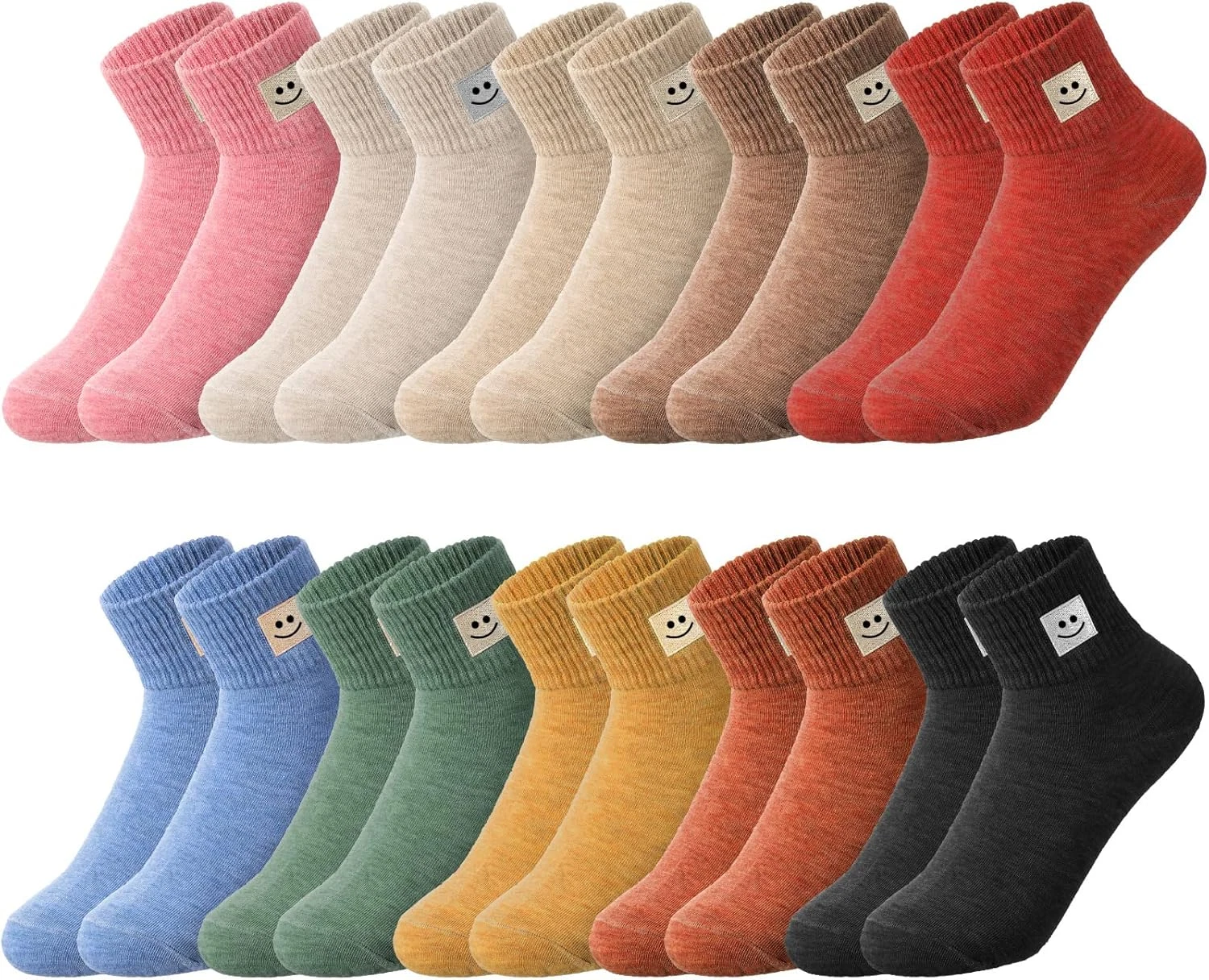 10 Pairs Socks Womens Crew Elastic Ankle Length Cotton Socks Aesthetic Cute Ligh