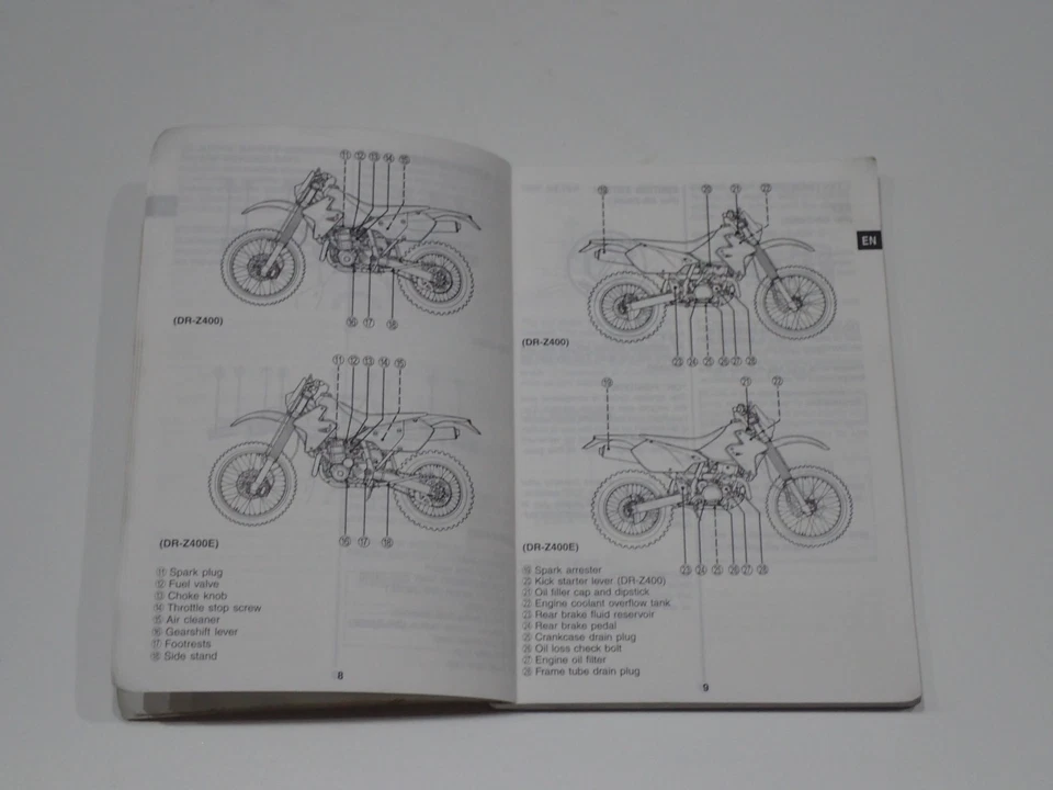 SUZUKI DR-Z400/E OWNER'S MANUAL MANUEL DU PROPRIETAIRE 2000 - Immagine 3 di 4