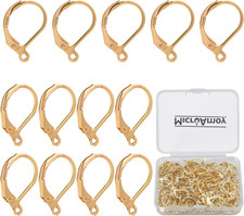 100Pcs 14K Gold Filled Leverback Earwires French Earring Hooks,Hypoallergenic Da