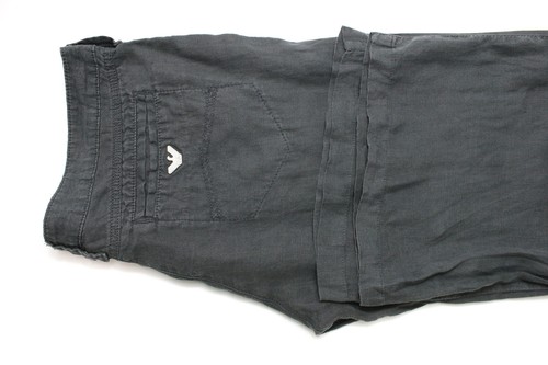 ARMANI JEANS Trousers Women's W30 Linen Zip Fly Straight Fit Dark Grey - Picture 5 of 8