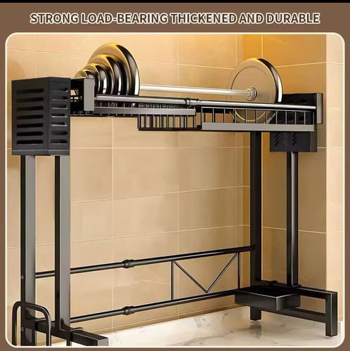 2 Tier Dish Drainer Stainless Steel Draining Dish drainer Multifunctional Black - Picture 8 of 8