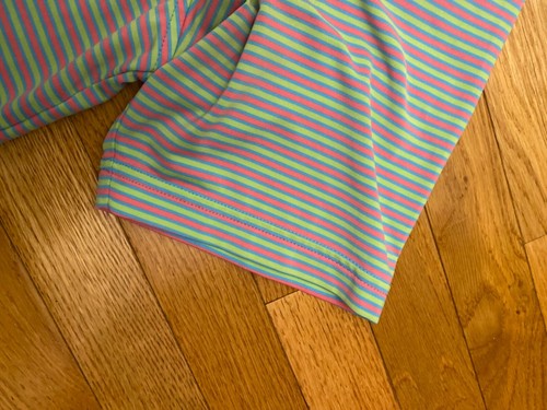 Peter Millar Summer Comfort Polo Golf Shirt Green Pink Striped Stretch Sz Large - Picture 4 of 4