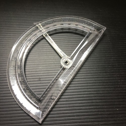 Vintage 90er It's Academic Winkelmesser Schwinge 180 Grad klar Kunststoff + 6"L Lineal - Bild 2 von 5