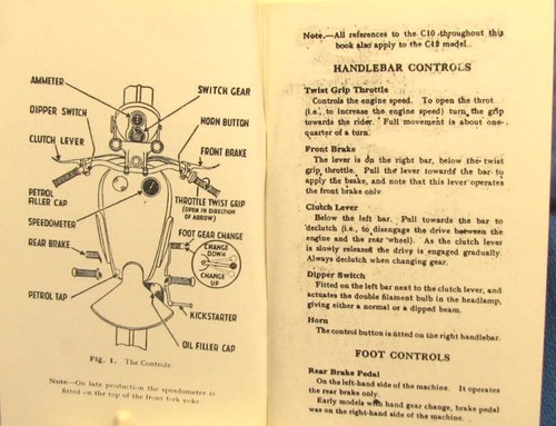 1938-1953 BSA Instruction Manual/ Models:C10 250cc SV-C11 250cc OHV/C12 350cc SV - 第 3/7 張圖片