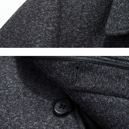 Abrigo largo de invierno para hombre de lana y cachemir para negocios ocio chaqueta ropa exterior - Imagen 11 de 21