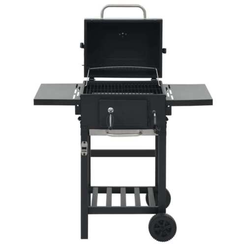 Charcoal BBQ Grill With Wheels Outdoor Smoker Broiling Barbecue Cooker Black - Picture 5 of 11